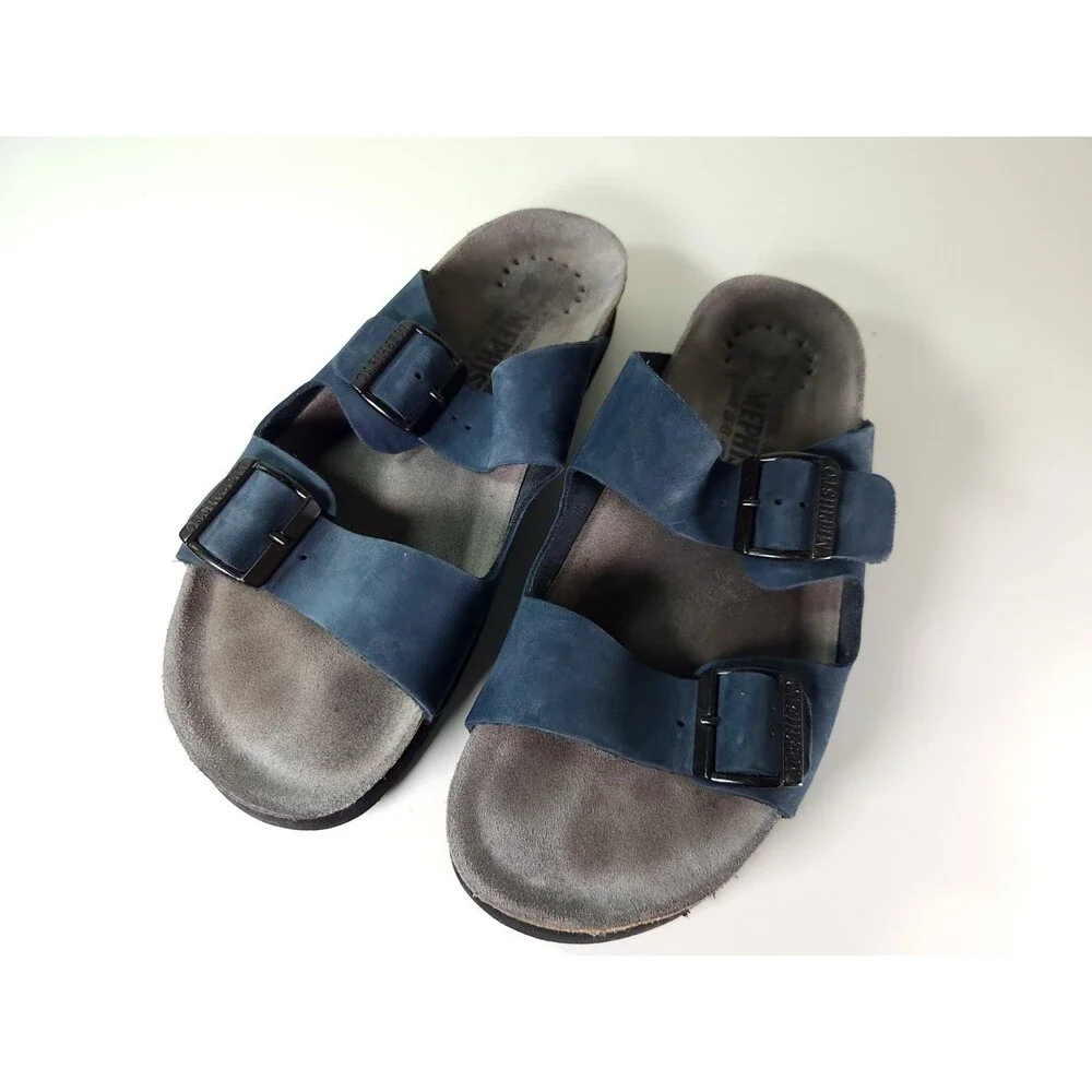 Mephisto Nerio Men's Sandal Blue Navy Nubuck Leather Slide Comfort Mule US 9